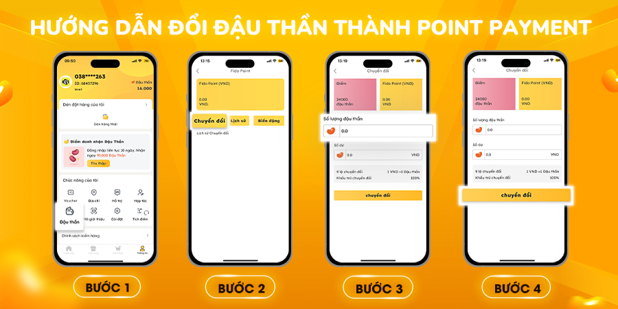 Hướng dẫn đổi đậu thần thành Point payment