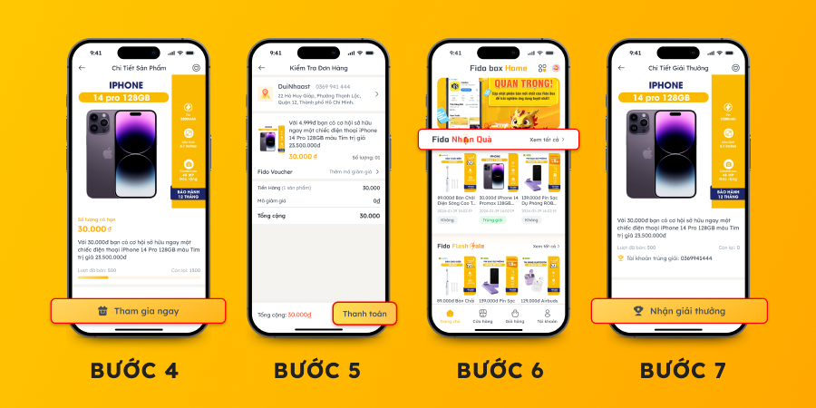 Hướng dẫn tham gia chương trình săn deal iPhone trên Fido Box từ Bước 4- Bước 7