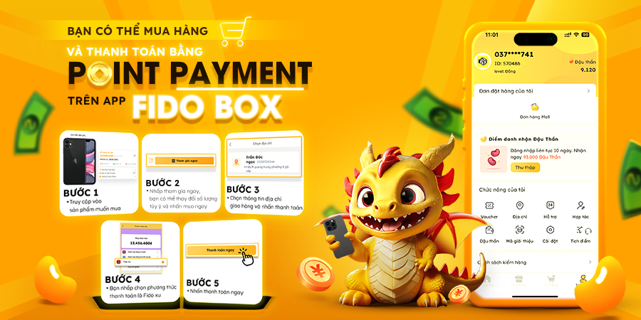Hướng dẫn mua hàng và thanh toán bằng Point payment trên App Fido Box
