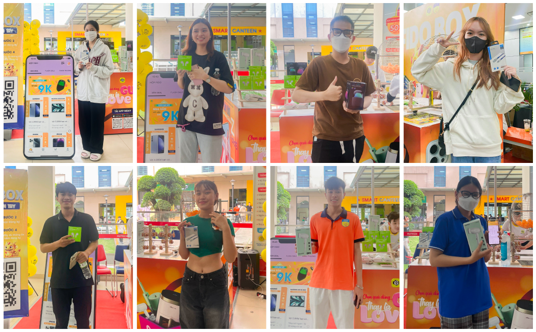 Hình ảnh các bạn nhận quà tại cơ sở q9 Hutech