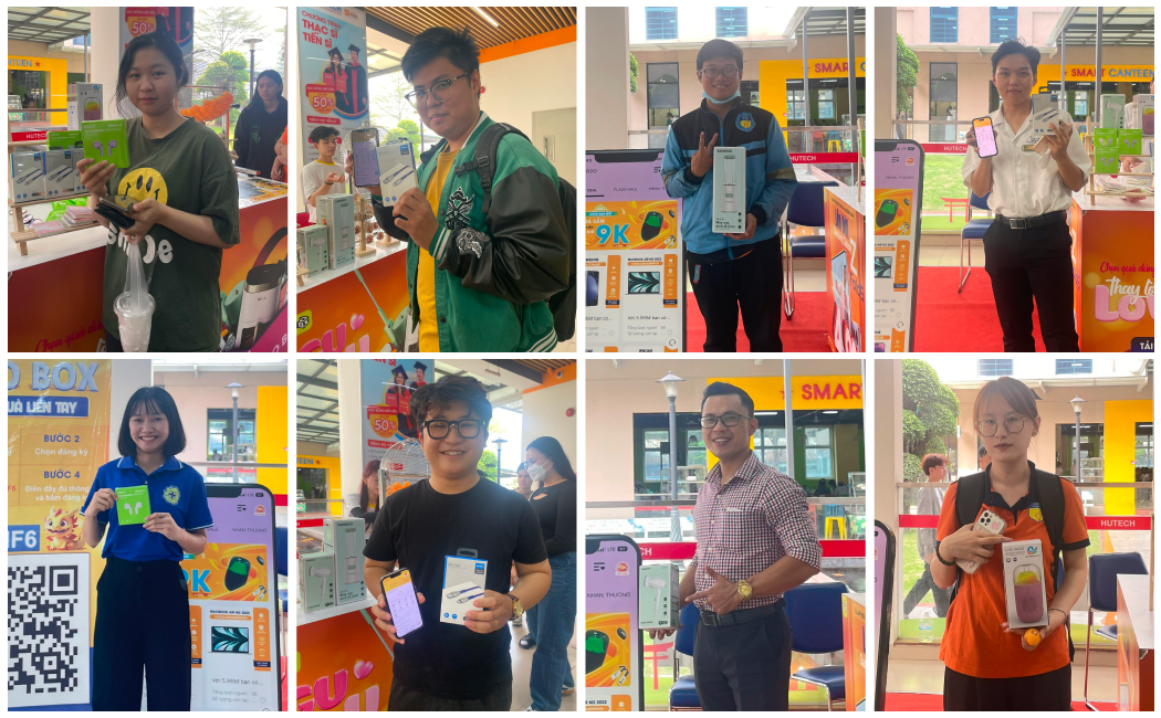 Hình ảnh các bạn nhận quà tại cơ sở q9 Hutech