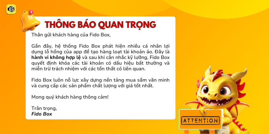 Fido Box phát hiện tài khoản ảo, vi phạm chính sách