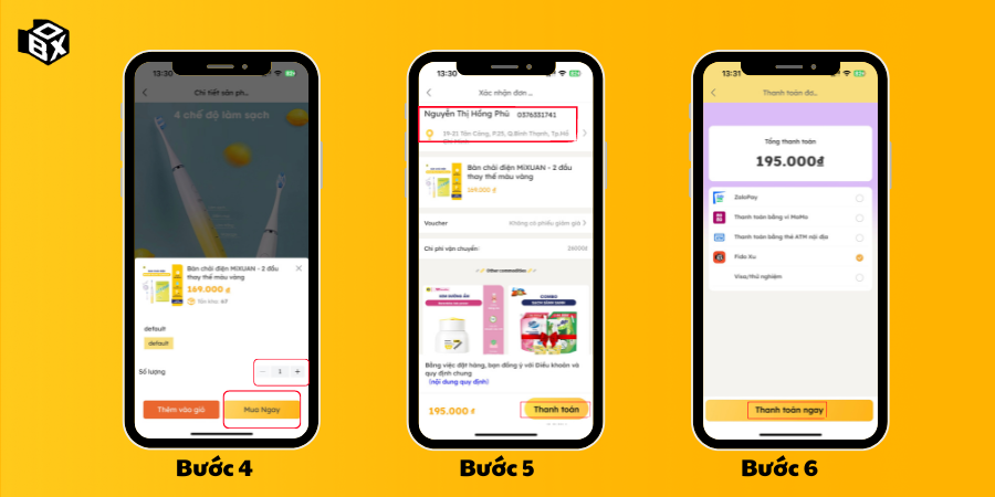Hướng dẫn mua bàn chải điện Mixuan trên app Fido Box B4-B6