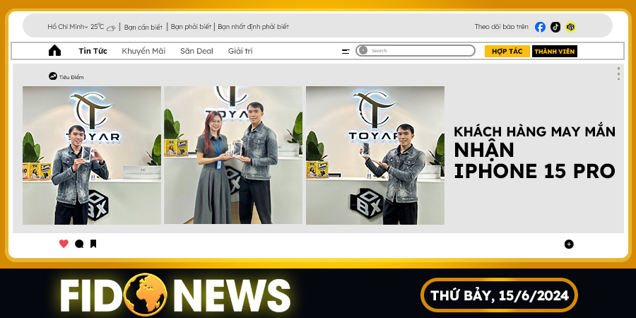 Khách hàng may mắn nhận Iphone 15 Pro