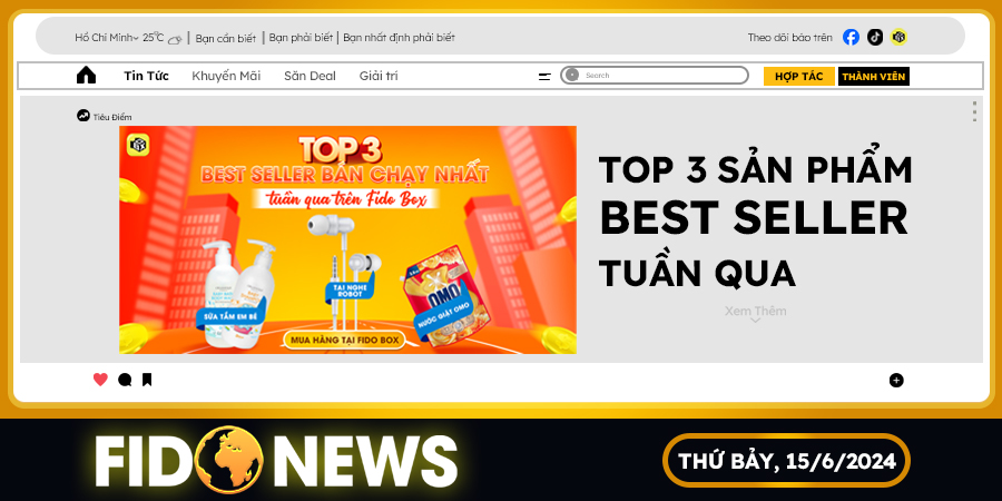 Top 3 sản phẩm Best Seller tuần qua