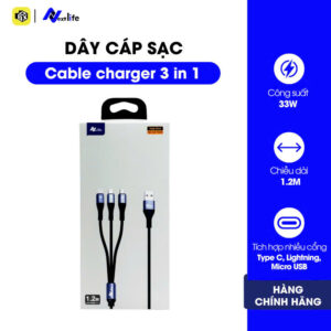 cáp sạc 3 đầu dây dù